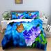 Butterfly Bedding Set Butterfly Duvet Cover Set Twin Full Queen King Size Blue Purple Butterflies Printed Comforter Cover Set for Girls Kids Teens 1 Quilt Cover 2 Pillowcases 3 Piece