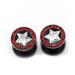 BodyJewelryOnline Pair of Ear Plugs Screw Fit with a Clear Cz Star Shape and Multiple Small Red Gems Men Women