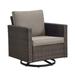 PARKWELL Outdoor Swivel Glider Chair Patio Swivel Rocking Lounge Chair with Gray Cushions for Balcony Patio Brown Wicker