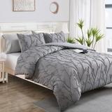 Danolaps Boho Duvet Cover Set 3 Pieces Embroidery Shabby Chic Duvet Cover with Zipper Closure White Duvet Cover Soft Washed Microfiber Duvet Cover