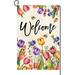 Spring Summer Easter Tulip Welcome Garden Flag Double Sided Bee Colorful Floral Small Burlap Yard House Seasonal Farmhouse Outside Outdoor Decoration 12.5 x 18 Inch