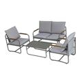 OYang 4 Piece Patio Set Porch Furniture Set All Weather Embedded Table Top Patio Furniture Sofa Loveseat Back Support Armchair Outdoor Bistro Set for Balcony and Deck