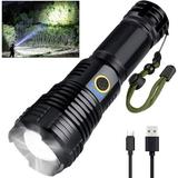 Rechargeable LED Flashlights 900 000 High Lumens Flashlight XHP70 Tactical Flashlight with Zoomable 5 Modes Super Bright Waterproof Flashlights for Emergencies Camping Hiking
