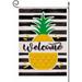 HGUAN Welcome Summer Pineapple Stripes Garden Flag Hello Summer Cute Double Sided Seasonal Flag for Yard Lawn Outdoor Decor