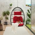 M optimized Garden Egg Swing Chair Rattan Hanging Chair Patio Porch Lounge Egg Swing Chair Outside Wicker Swing Chair for Indoor Outdoor