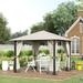 10 x 10 Patio Gazebo Outdoor Canopy with Sidewalls and Aluminum Frame Vented Roof Outdoor Shelter Tent Sun Shelter for Garden Lawn Backyard Deck Khaki