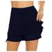 Holloyiver Fake Two Pieces Short Women s Active Performance Skort Lightweight Skirt For Running Tennis Sport 2XL Navy
