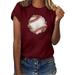 PMUYBHF Female Blouses for Women Dressy Casual Plus Size Summer July 4Th Women Casual Baseball Printing Short Sleeves Crew Neck Loose Tshirt Blouse Tops Plus Size Tops for Women 3/4 Sleeve 2X Size