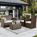 4 Piece Patio Furniture Set Outdoor Wicker Conversation Sets Rattan Sectional Sofa w/Coffee Table Seat Cushions for Backyard Porch Garden Poolside - Brown Wicker/Beige Cushions