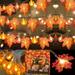 Upgradded Thanksgiving Pumpkin Lights Maple Fall String Lights Waterproof Battery Operated Holiday Decor 20 ft 40 LED /15 ft 30 LED/ 10 ft 20 LED/ 5 ft/10 LED