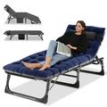 MOPHOTO Camping Cot With Mattress Heavy Duty Sleeping Cot with Pillow Cot Beds for Adult 4-Position Adjustment Folding Bed Outdoor Beds Lounger for Home Pool Beach Patio