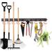 Garage Organizer 64inch Adjustable Storage System with 16 Hooks 4 PCS Rails Tool Storage Wall Mounted Garden Storage Door Mop Broom Tools Holder for Garden Garage