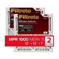 Filtrete 12x12x1 Air Filter MPR 1000 MERV 11 Micro Allergen Defense 3-Month Pleated 1-Inch Air Filters (Pack of 2)