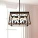 NLIBOOMLife Rustic Pendant Light for Kitchen Island 19.7 5-Light Farmhouse Island Light Vintage for Dining Room Pool Table Light Industrial in Brown Wood Finish