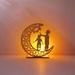 Crafts Night Light Handmade 3D Wooden Moon Star LED Lights Decor Ramadan Mubarak Lamp Decorations Home Party Bedroom Eid Ornaments Gift for Muslims Ramadan Gift Islamic Wall Table Decor