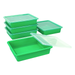 Storex Plastic Storage Tray with Lid Letter-size Paper Sorter Green 5-Pack