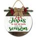 Eveokoki 11 Jesus is the Reson for the Season Christmas Decorationï¼Œ Wooden Christmas Wreaths for Front Door Christmas Decor for Home Wall Farmhouse Holiday Outdoor Indoor