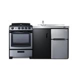 Summit 63 in. Wide All-in-One Kitchenette with Gas Range Black