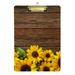 ALAZA Sunflower Wood Board Print Retro Clipboards for Kids Student Women Men Letter Size Plastic Low Profile Clip 9 x 12.5 in Silver Clip