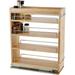 FJU Pull Out Spice Rack Organizer for Cabinet (5 W x 21.9 D x 25.2 H) Multi-Use Wood Pull Out Cabinet Organizer Slide Out Shelf Cabinet Storage for Kitchen Pantry Organization