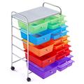 MOWENTA Utility Cart with 15 Drawers Rolling Cart Organizer Plastic Storage Drawers Craft Trolley 360 Castor Wheels Cart Multicolor