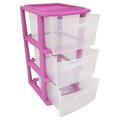 MOWENTA Clear Plastic 3 Drawer Medium Home Organization Storage Container Tower with 3 Large Drawers and Removeable Caster Wheels Purple Frame