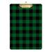 ALAZA Green Buffalo Plaid Tartan Clipboards for Kids Student Women Men Letter Size Plastic Low Profile Clip 9 x 12.5 in Silver Clip