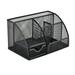 Mesh Desk Organizer Black All-in-One Desk Organizer with Sliding Drawer File Tray and Pen Holder for Office School Home