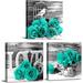 Turquoise Pictures Wall Decor Teal Rose Kitchen Bathroom Accessories Wall Art Black and White Flower Canvas Prints Romantic Floral Paintings Love Sign Poster Modern Artwork Home Decorations 14x14