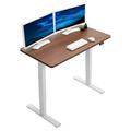 MOWENTA 43-inch Electric Height Adjustable 43 x 24 inch Stand Up Desk Dark Walnut Solid One-Piece Table Top White Frame Home & Office Furniture Sets B0 Series DESK-KIT-W04D