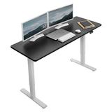MOWENTA 60-inch Electric Height Adjustable 60 x 24 inch Stand Up Desk Black Solid One-Piece Table Top White Frame Home & Office Furniture Sets B0 Series DESK-KIT-W06B