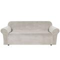 H.VERSAILTEX Velvet Stretch Sofa Slipcover Non Slip Pet Couch Cover (Oversized Sofa OATMEAL)