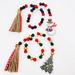 2 Piece Christmas Wooden Bead Garland with Tassels 34 Inch Length Winter Wood Bead Country Decor Rustic Farmhouse Pendant Wall Hanging Decor