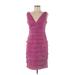 Maggy L Casual Dress - Party V Neck Sleeveless: Pink Print Dresses - Women's Size 6