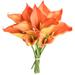 12pcs Orange Fake Flowers Artificial Calla Lily Silk Flowers 13.5 for Mother s Day Easter Home Kitchen & Wedding