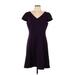 American Living Casual Dress - A-Line V-Neck Short sleeves: Purple Print Dresses - Women's Size 12