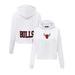 Women's Pro Standard White Chicago Bulls Classic FLC Cropped Pullover Hoodie