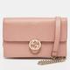 GUCCI Dusty Pink Leather Interlocking G Wallet on Chain
