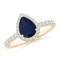 Pear-Shaped Sapphire Halo Engagement Ring