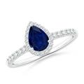 Pear-Shaped Sapphire Halo Engagement Ring