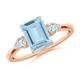 Emerald-Cut Aquamarine and Pear Diamond Three Stone Engagement Ring