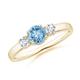 Classic Aquamarine and Diamond Three Stone Engagement Ring