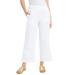 Plus Size Women's Cropped Wide-Leg Lino Soleil Pant by June+Vie in White (Size 14 W)