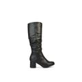 'Jackie' Ruched Mid Block High Heel Knee High Boots