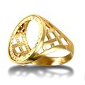 9ct Gold Thick Basket Half Sovereign Mount Ring - JRN170-H