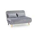 Kellar Velvet Futon Style Double Sofa Bed Fold Out with Matching Cushions and Wooden Legs