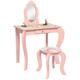 Kids Dressing Table with Mirror, Stool, Drawer, Girls Vanity Table