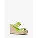 Michael Kors Lucinda Leather Wedge Sandal Green 9