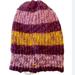 Free People Accessories | Free People Womens Cozy In Stripes Purple Knit Winter Beanie Hat O/S | Color: Purple/Yellow | Size: Os