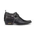 Men's Black Leather Winklepicker Cowboy Cuban Biker Shoes